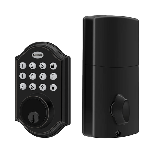 The Electric Smart Door Lock is a bronze-finished lock made of zinc alloy with dimensions of 1358026mm and a weight of 3.84 lbs. It operates on DC6V with 4 AAA batteries and is suitable for doors with a thickness of 35mm-60mm and a center distance of 60mm or 70mm. This smart lock offers two ways to unlock, using a password or a mechanical key.