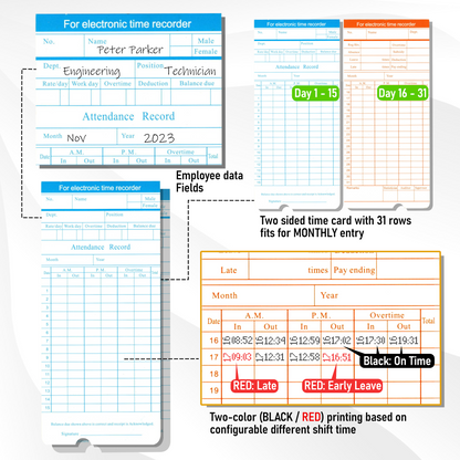 A913 - ASSUR Employee Punch Time Clock Bundle with 150 Punch Cards, 3 Ribbons, 1 Time Card Rack, 2Keys, Punch Tracker for Small Business Office Factory (Digital)