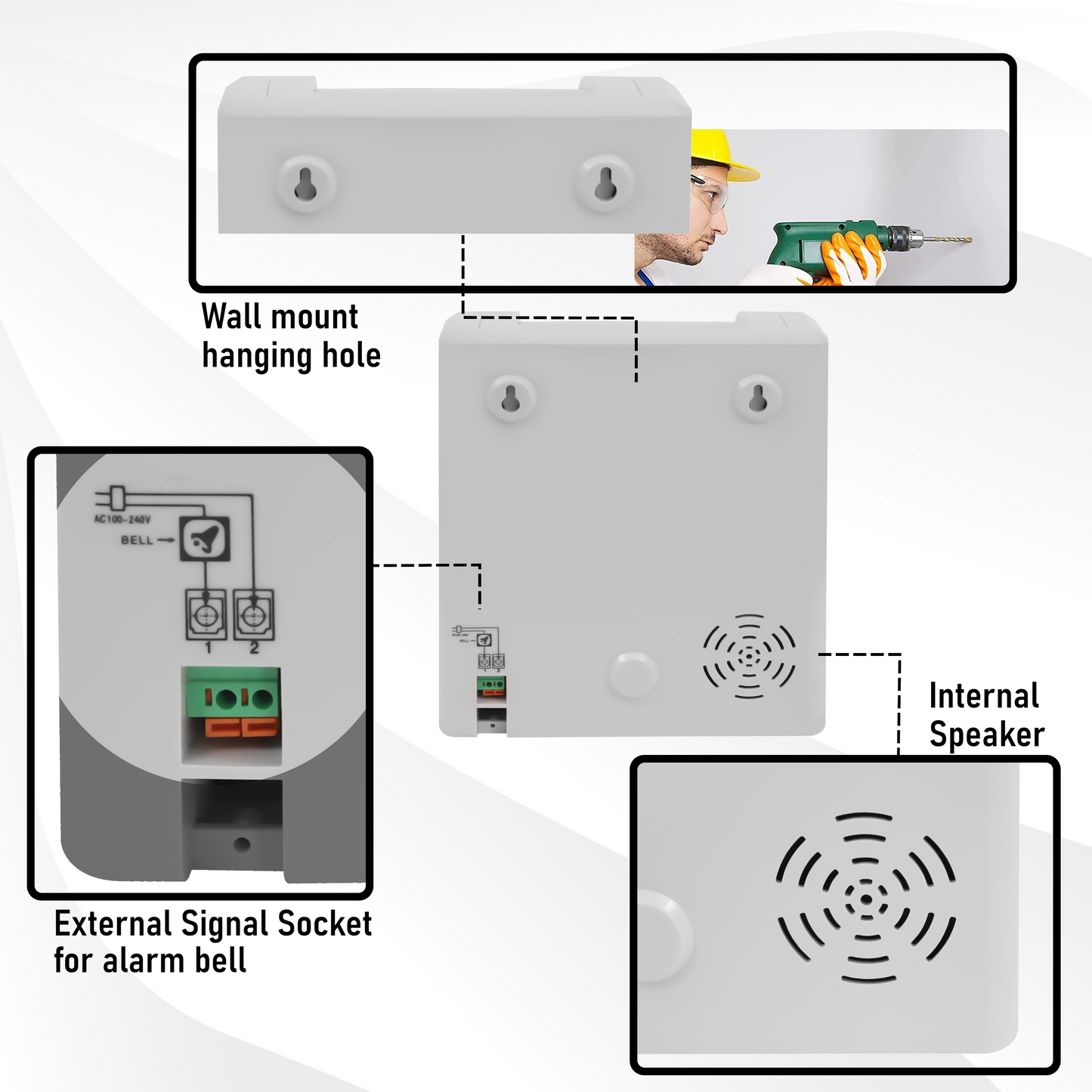 A960 - Horloge à carte perforée Enregistreur de temps électronique / Machine d'enregistrement numérique du temps de présence avec batterie rechargeable