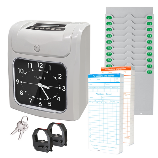 A960 - Horloge à carte perforée Enregistreur de temps électronique / Machine d'enregistrement numérique du temps de présence avec batterie rechargeable