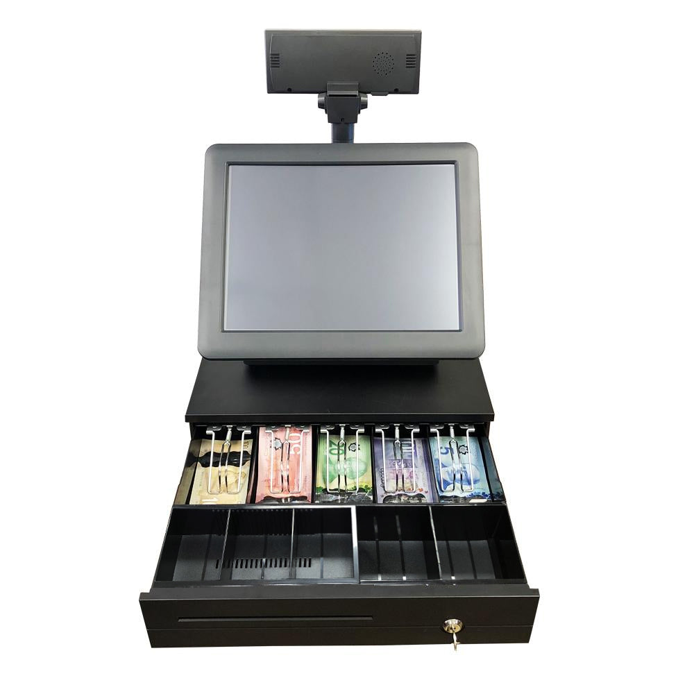 ASSUR A405 Cash Drawer 16"x16.5"x4" Portable POS Cash Box Coin Tray with Cash Register Till Tray, Manual Open Works Compatible for All POS